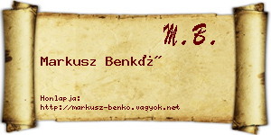 Markusz Benkő névjegykártya